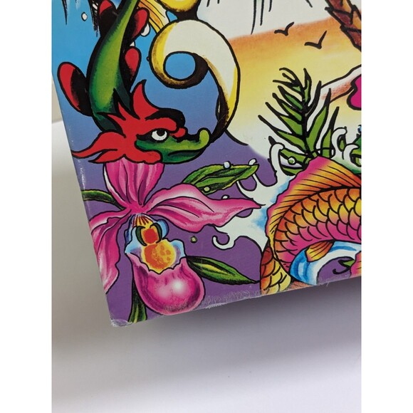 Ed Hardy x Lisa Frank Hanging File Box Tropical Tattoo Art Koi Dragon Rainbow - Picture 13 of 14